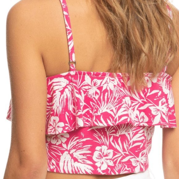 Roxy Electric Feels Tropical Tank Top Pink and White Size Small - Picture 2 of 7